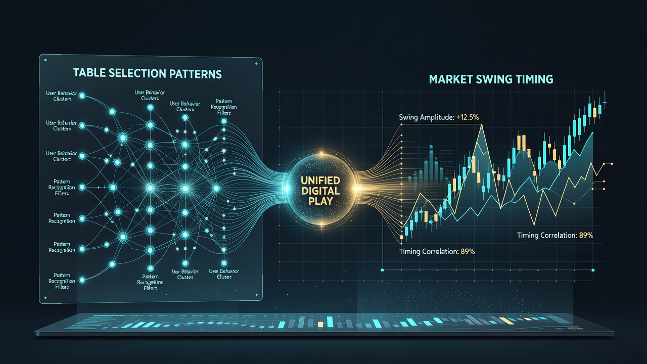 Visual representation of algorithmic data pathways connecting poker table metrics to sports market timing indicators