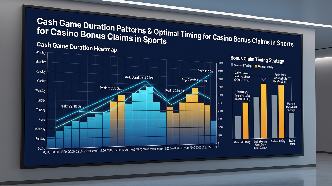 Chart displaying regional cash game duration statistics correlated with bonus claim success rates across different time zones