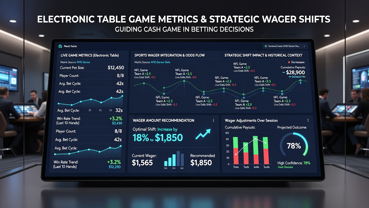 Player reviewing combined poker metrics and live sports odds on a mobile device during a cash game break