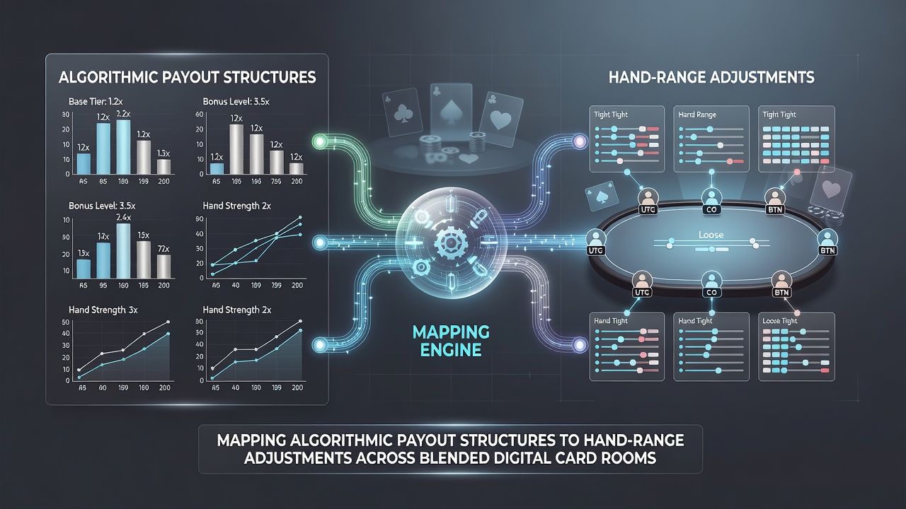 Analytics dashboard displaying algorithmic connections between sports payout structures and poker hand range distributions