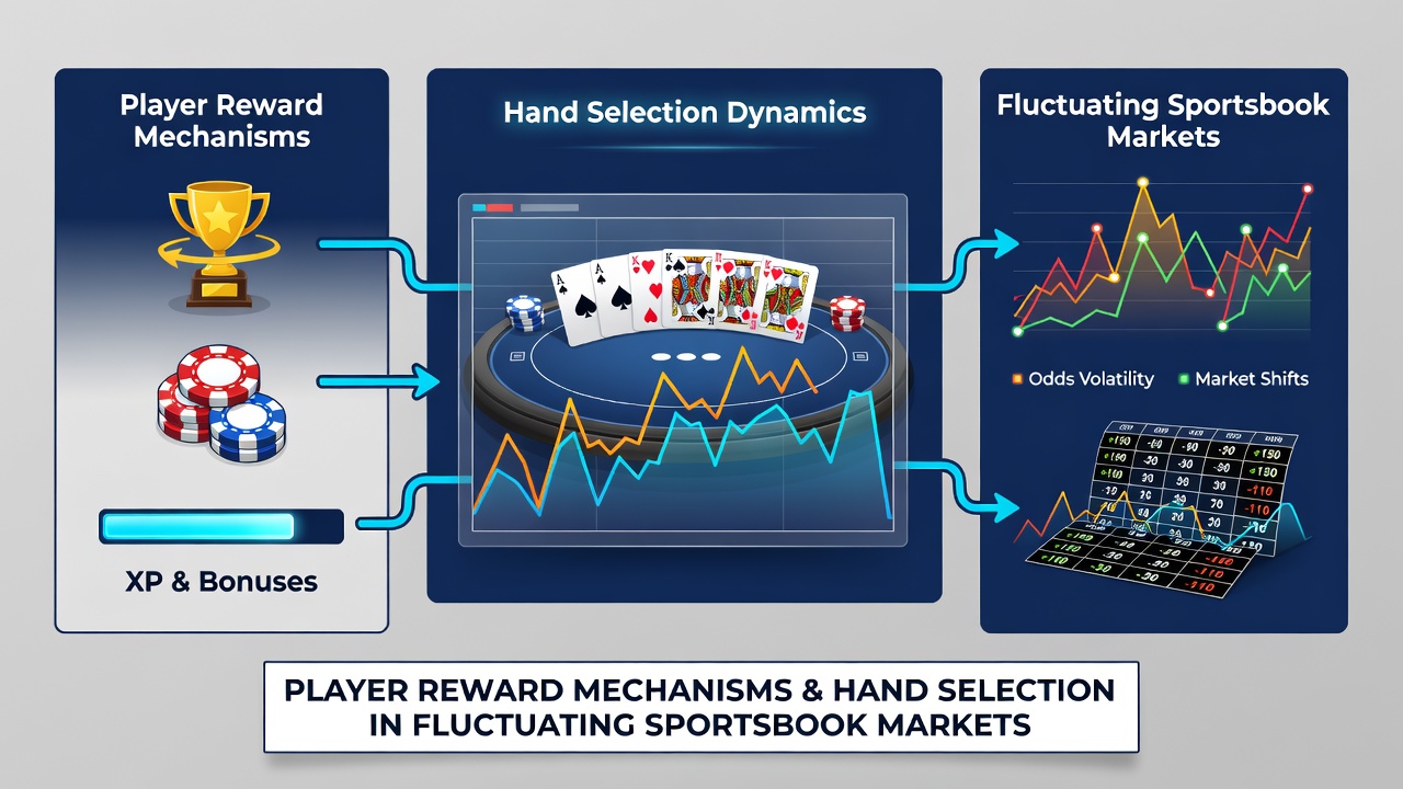 Split-screen view of poker hand history logs and real-time sportsbook market changes with reward progress bars