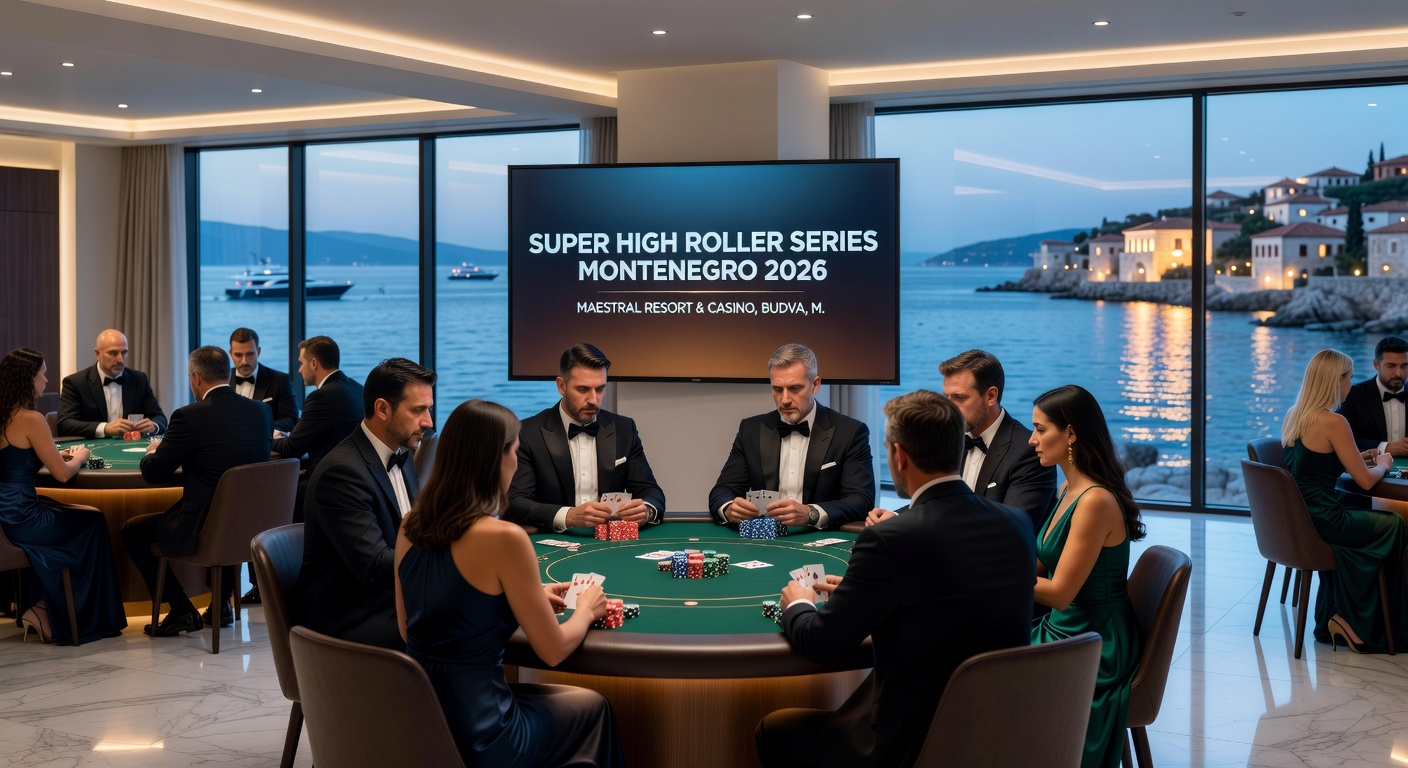 Packed tournament floor at Crown Melbourne during the 2026 Aussie Millions Opening Event, showing diverse players focused on their stacks amid cheering crowds and digital screens displaying chip leaders