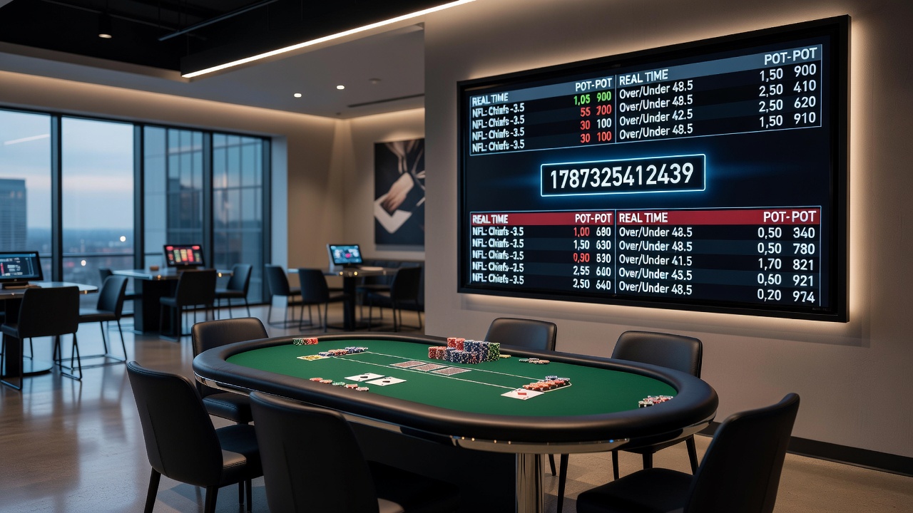 Mobile interface showing integrated sports betting and poker gameplay