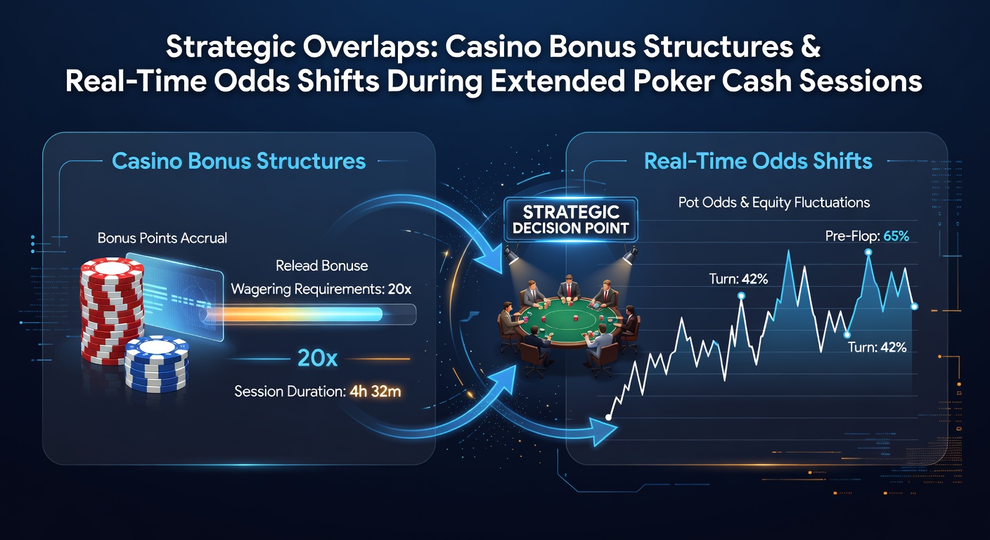 Poker players reviewing bonus terms alongside live odds displays during a cash game session
