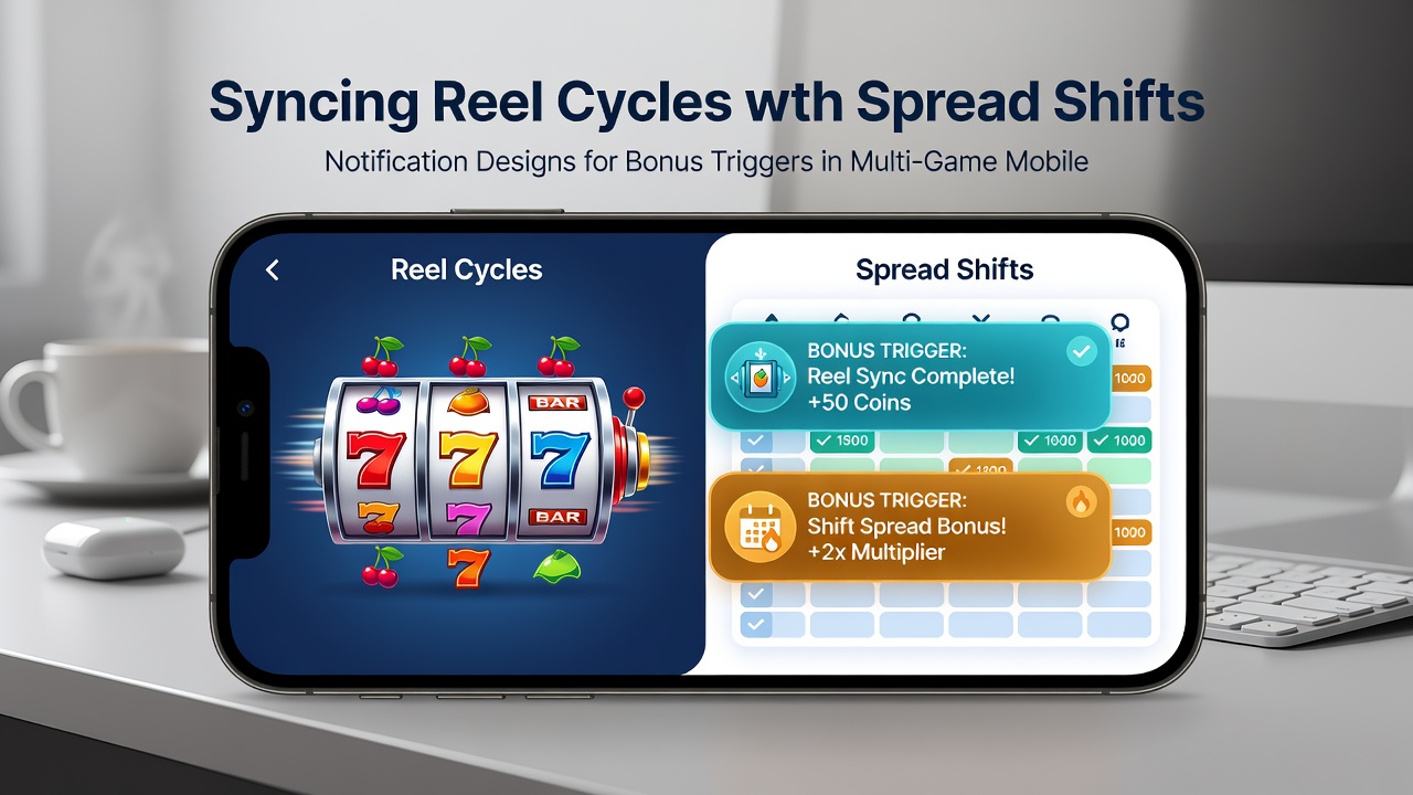 Close-up of notification design elements displaying bonus trigger details tied to reel and spread synchronization