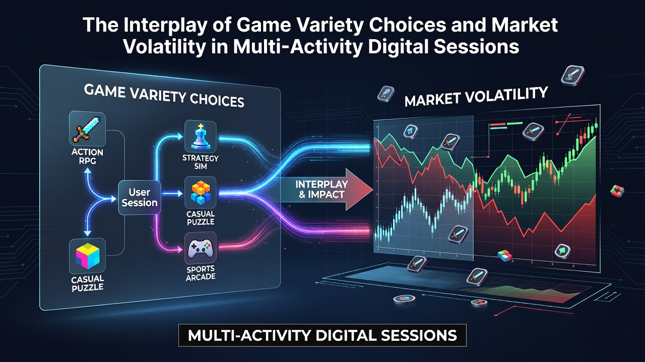Digital users engaging with varied game interfaces across multiple mobile devices during fluctuating market conditions
